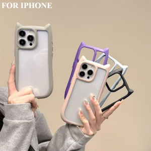 ♥ Original Product + FREE Shipping ♥ High-Quality Soft Silicone Transparent Cute 3D Cats Ears Shape Phone Case compatible for iPhone 15 14 13 12 11 14 Pro Max 14 15 Plus Solid Candy Color Cat Ear Shockproof Phone Back Cover