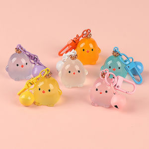 SHZTGM Creative Resin Luminous Crown Chicken Dolls Car KeyChain Bookbag pendant accessories Chicken Toy Gifts