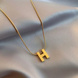 OYJR H Letter Rantai lLeher Non Fade Stainless Steel Necklace for Women Gold Jewelry Gift项链