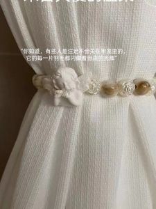 Decorative American Style Pearl Amber Curtain Tie Back Magnetic Window Curtain Rods No Drilling Required Side Ties