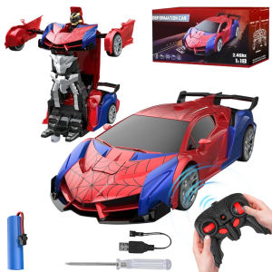1:18 RC Transforming Car Robot Toy for Kids – 2.4GHz Remote Control Drift Racing Vehicle with LED Lights Boys Rechargeable Gift