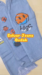 Cartoon Long Jeans 2Y-11Years Kids Baby Jeans Panjang Murah Long Jean Pants Budak
