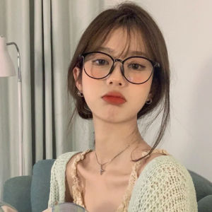 Ultra-Light Black Glasses for Women Fashionable Myopia Bifocal Sunglasses round Face Slimming Effect Blue Light Filtered