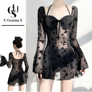 U Gonna S ชุดว่ายน้ำผู้หญิง2ชิ้นเบาะดันเอวแขนยาวสูงชุดชายหาดน่ารักเซ็กซี่เสื้อผ้าหรูหราแฟชั่นชุดคลุมดีไซน์ใหม่2025