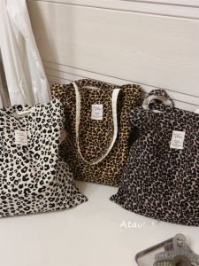 Túi Đeo Vai Vải Canvas in Họa Tiết Da Báo Cổ Điển Dung Tích Lớn Túi Vải Cotton Cá Tính Cho Nữ Túi Học Sinh Túi Đựng Sách Thời Trang Đại Học