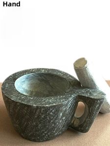 Natural round Stone Mortar with Handle for Grinding Garlic Paste Kitchen Tool Stone Pestle And Mortar Herb Grinder Pestle