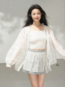 KEIKO | Breathable See-Through Lace Embroidery Lyocell T-Shirt