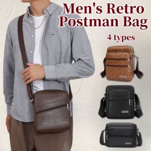 FXSAXUNN กระเป๋า Crossbody ผู้ชายวินเทจกระเป๋าคนส่งไปรษณีย์สะพายหนังคุณภาพสูงกระเป๋าอเนกประสงค์กระเป๋าหลายใบ4แบบ