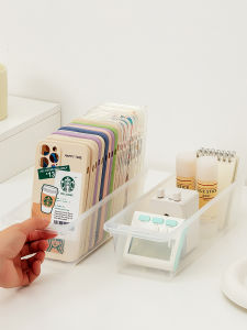 Multi-Functional Mobile Phone Case Storage Box Desktop Organizer Basket Plastic Material Simple Style Bedroom Shelf Holder