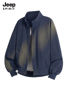 Jeep Spirit American Style Loose Casual Jacket Mens Autumn Trendy Zipper Closure Breathable Polyester Fiber Long Sleeve Coat