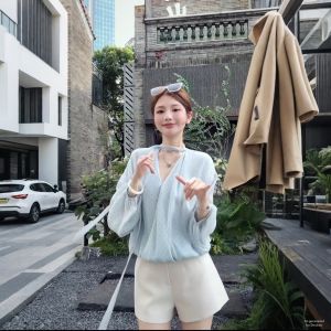 XUECAIQI | Elegant and Stylish French-designed Polka Dot Shirt and Wide-leg Shorts Set