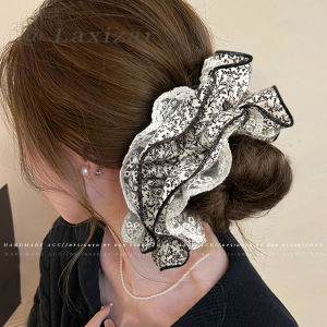 Laxizar Original Design Large 16cm Floral Cotton Hair Ties Fashionable Hair Bands Head Ropes for Women Girls Hair Accessories
