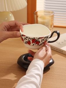 High aesthetic antique style coffee cup high-end exquisite ceramic niche couple cup high-end feel home afternoon te