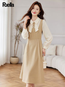 puella | French Lapel Patchwork A-Line Dress