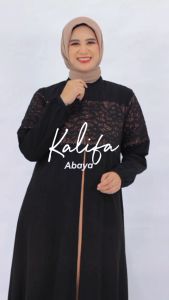 Kalifa Abaya Brukat Mewah - Jetblack Woolpeach Premium