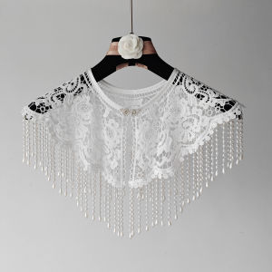 XUANXUAN | Lace Fringe Shawl Pearl Pendant