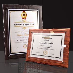 Wooden Certificate Frame A4 Document Display Stand Wall Hanging Patent Honor Award Plaque Frame Simple Modern Style Density Board Material