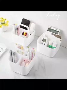2PC Desktop Portable Storage Box Multifunctional Cosmetic Organiser Creative Student Pen Holder Home Office Coffee Table Clutter