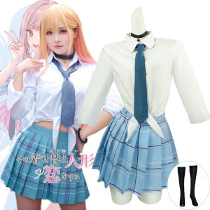 Anime My Dress-Up Darling Marin Kitagawa Cosplay Costume School Uniform Skirt Shirt Pleated Skirt Sets With Socks Tie Necklace