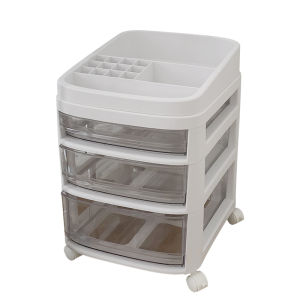 Mobile Multi-Layer Snack Cart Storage Rack Manicure Eyelash Cosmetic under Table Shelf Dormitory Essential Plastic Organizer