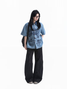 zuocisankon | Vintage Style Embroidered Star and Polka Dot Denim Shirt