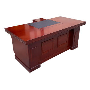 Executive Office Desk Wood Veneer With Cabinet And Lock