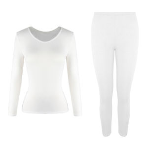 Womens Thermal Underwear Set Long Johns Base Layer Fleece Lined Soft Top Bottom 2 Pieces Set