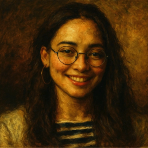 Tranh Nghệ thuật "Cô Gái Đeo Kính" VIETSMART ART - Acrylic 45 x 60cm