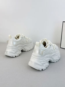 Womens Thick Bottom Dad Shoes Spring New Style Casual Sports Leather round Toe Platform Heightening Shoes Comfortable Walking