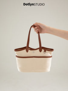Dotlyn Large Capacity Canvas Tote Bag Womens Commuter Shoulder Bag Casual Style Magnetic Buckle Closure Soft Leather Handle