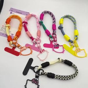 Sanrio | Fashion Kawaii Sanrio Hello Kitty Cat Bag Pendant Phone Case Strap Universal Short Wrist Strap Keychain Case Anti-lost Lanyard
