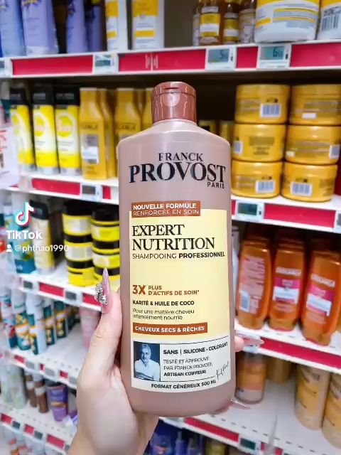 Dầu gội Provost Pháp 750ml màu vàng dòng EXPERT NUTRITION cung cấp dưỡng cấp cho tóc giảm khô xơ gãy rụng chẻ ngọn
