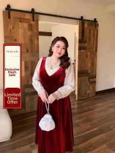 GLEC | Silk Velvet Fake Two-Piece Dress