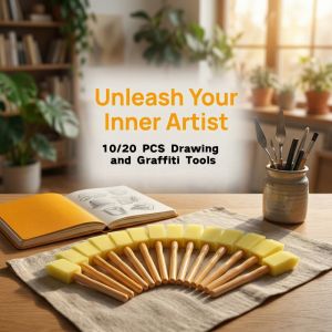 10/20Pcs High Density Sponge Painting Brushes Plastic Handles Even Ink for DIY Art & Gap Cleaning