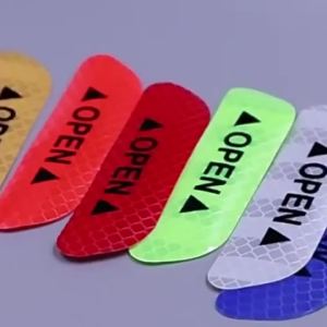 4Pcs/Set Door Open Warning Reflective Stickers Night Visibility Safety Auto Anti-Collision Protective Strips Decal For Car Truck