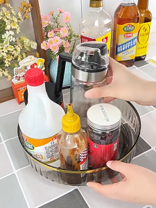 360° Rotating Spice Rack Rak Rempah Rak Penyimpanan Kitchen Seasoning Storage Rack Cosmetic Storage Rack