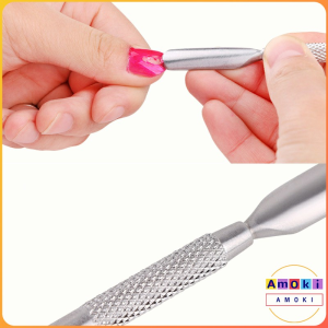 Amoki Stainless Steel Cuticle Shirker Trimmer Metal Double-Ended Finger Dead Skin Push Nail Tool