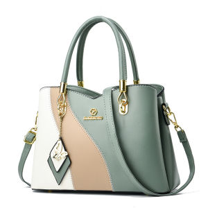 2024 New Arrival Contrast Color Handbag Large Capacity Soft Leather Mother Bag Casual Shoulder Bag for Middle-Aged People Womens Bag Fashion Fashion