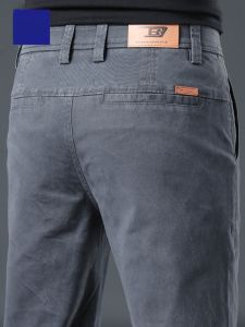 ROMON | กางเกงขายาวทรงตรงลำลองผ้าฝ้ายบางสำหรับผู้ชาย ทรงหลวม แฟชั่นธุรกิจ กางเกงขายาวทรงตรง ระบายอากาศได้ดี ใส่สบาย ฤดูร้อน 2023