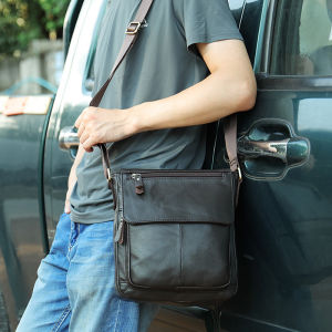 Genuine Leather Crossbody Bag 2025 New Top Layer Cowhide Business Commuter Bag Single Shoulder Dad Bag Large Capacity Casual Mens Bag