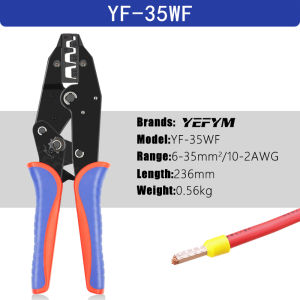 Crimping Tools For Sleeves Ferrule Terminals & Pin Cord End Ratcheting Wire YEFYM Crimpers Pliers YF-10WF/35WF/50WF