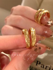 Titanium Steel Cats Eye Ring Womens Simple Design High-End Feeling Gold Color Ring Finger Ring Fashion Jewelry Index Finger