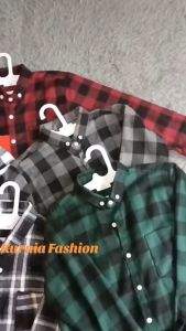 Kemeja Flanel Anak anak Perempuan Lengan Panjang / Atasan Flanel Kotak-kotak untuk Anak Perempuan