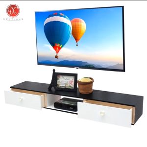 DEcTionS Rak TV Dinding 100x20cm 2 Laci Minimalis Meja Furniture TV Tempel Dinding Hitam Putih