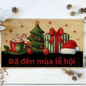 VIKAMA Bắc Âu Hiện Đại Hoạt Hình Lối Vào Thảm Kỳ Nghỉ Giáng Sinh Dễ Dàng Vệ Sinh Phòng Khách Phòng Ngủ Trong Nhà Thảm Chống Trơn Trượt Chống Thấm Nước