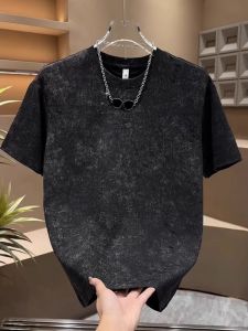 Mens round Neck Short Sleeve T-Shirt Casual Hole Design Half Sleeve Summer Fashion Polyester Fiber Slim Fit Urban Style Top