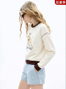Juicy Couture | Women Casual Loose Long Sleeve T-Shirt White Puppy Print