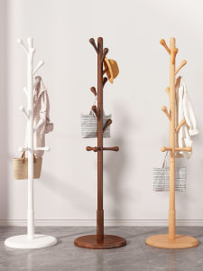 Solid Wood Clothes Hat Rack Floor Standing Coat Hook for Bedroom Office Living Room Dormitory Versatile Freestanding Clothes Hanger