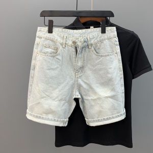 Summer Fashion Light Colored Retro Denim Shorts Mens Straight Leg Five-Quarter Casual Jeans Youth Wear Urban Style Comfort Fit