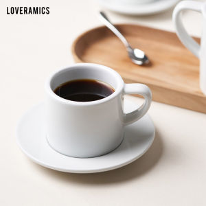 Loveramics Ceramic Coffee Cup Set Straight Body Cup with Plate for Concentrated Espresso Latte Art Nordic Style Handmade Porcelain